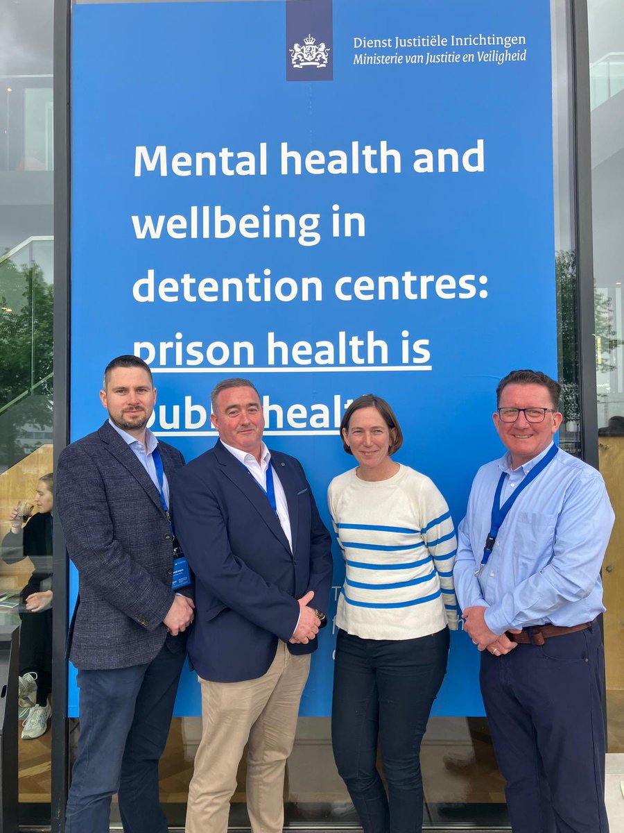 Thanks to Dr David Joyce, Mr Emmett Conroy, Ms Sarah Hume & Mr Enda Kelly for attending the ‘Mental Health and Wellbeing in Detention Centres: Prison Health is Public Health' conference on behalf of @IrishPrisons
