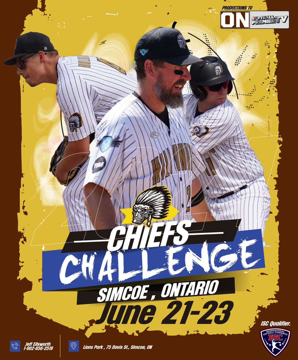 The 2024 Chiefs Challenge has arrived🥎 Hill U Chiefs 📍Lions Park , Simcoe, ON 🇨🇦 📲 1-902-856-2519 Jeff Ellsworth 🎥 live streaming : Softball Premier 🏆ISC Fast Pitch Qualifier Live it Premier