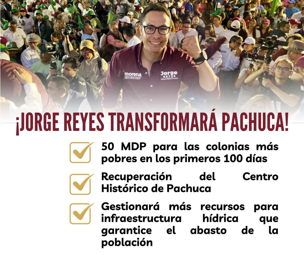 Otro elementazo para la 4T de Hidalgo es Jorge Reyes, pues su trayectoria y compromiso con el pueblo se están viendo reflejados en resultados, ¿Apoco no? Plan C este 2 de junio 🙌
