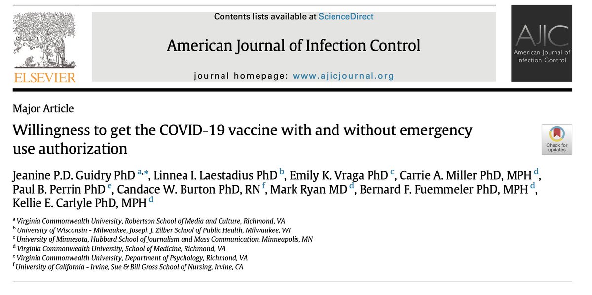 Dr. Jeanine Guidry (@redheadacademic) on Twitter photo Honored to receive the American Journal of Infection Control's award for most read and cited article for our 2020 #COVID19vaccine #vaccinehesitancy paper! <a href="/LinneaLaestad/">Linnea Laestadius, PhD, MPP</a> <a href="/CarrieMillerPhD/">Carrie A. Miller</a> <a href="/BFuemmeler/">Bernard Fuemmeler, PhD, MPH</a> <a href="/ekvraga/">Dr. Emily Vraga</a> <a href="/VCU/">VCU</a> <a href="/soph_vcu/">VCU School of Public Health</a> <a href="/TilburgU/">Tilburg University</a> Honored to receive the American Journal of Infection Control's award for most read and cited article for our 2020 #COVID19vaccine #vaccinehesitancy paper! <a href="/LinneaLaestad/">Linnea Laestadius, PhD, MPP</a> <a href="/CarrieMillerPhD/">Carrie A. Miller</a> <a href="/BFuemmeler/">Bernard Fuemmeler, PhD, MPH</a> <a href="/ekvraga/">Dr. Emily Vraga</a> <a href="/VCU/">VCU</a> <a href="/soph_vcu/">VCU School of Public Health</a> <a href="/TilburgU/">Tilburg University</a>