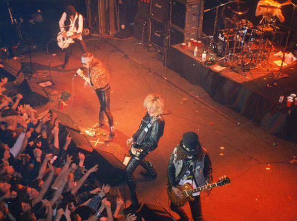 Guns N' Roses on stage at The Ritz in New York, 1988.