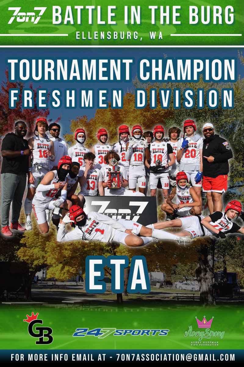7on7 Association (@the7on7nw) on Twitter photo Congrats To <a href="/TrainETA_WA/">Elite Training Acad</a> on winning 2 Championships At the Battle In The Burg‼️
🏆 7th/8th Grade Champion 🏆
🏆 Freshmen Champion 🏆
They played great all weekend and are going Home With A Trophy 📈
Always fun watching Teams get better & have Fun 👀💯 Congrats To <a href="/TrainETA_WA/">Elite Training Acad</a> on winning 2 Championships At the Battle In The Burg‼️
🏆 7th/8th Grade Champion 🏆
🏆 Freshmen Champion 🏆
They played great all weekend and are going Home With A Trophy 📈
Always fun watching Teams get better & have Fun 👀💯