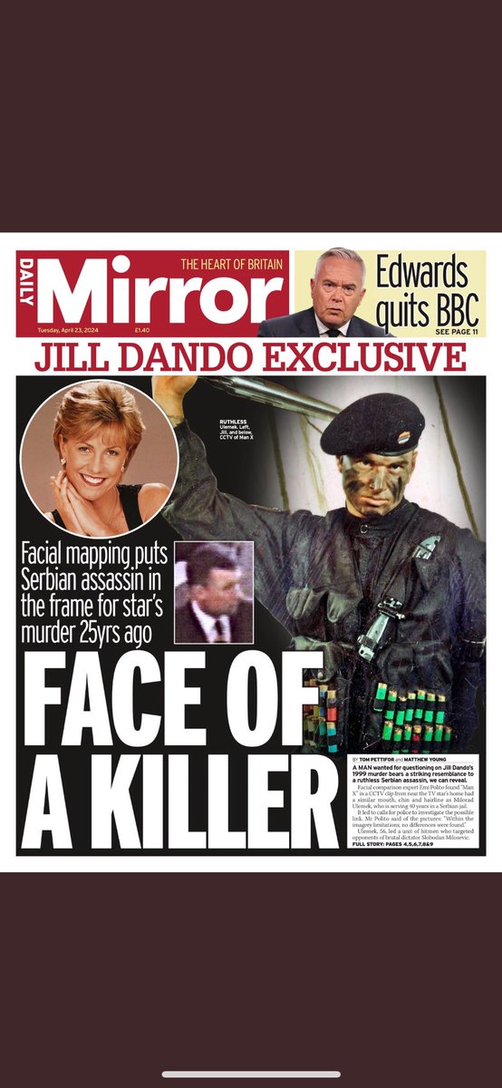 Exclusive with Crime Editor Tom Pettifor: Serb assassin matches features of wanted man in CCTV image close to Jill Dando murder scene. Tomorrow’s paper, online and More to come.