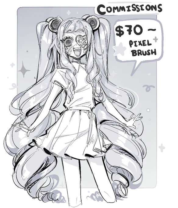 HEWWO i have 🅲omms open!!!! ✦
single character sketch, b&amp;w with shading✦
If you're interested pls send me a DM!💌 