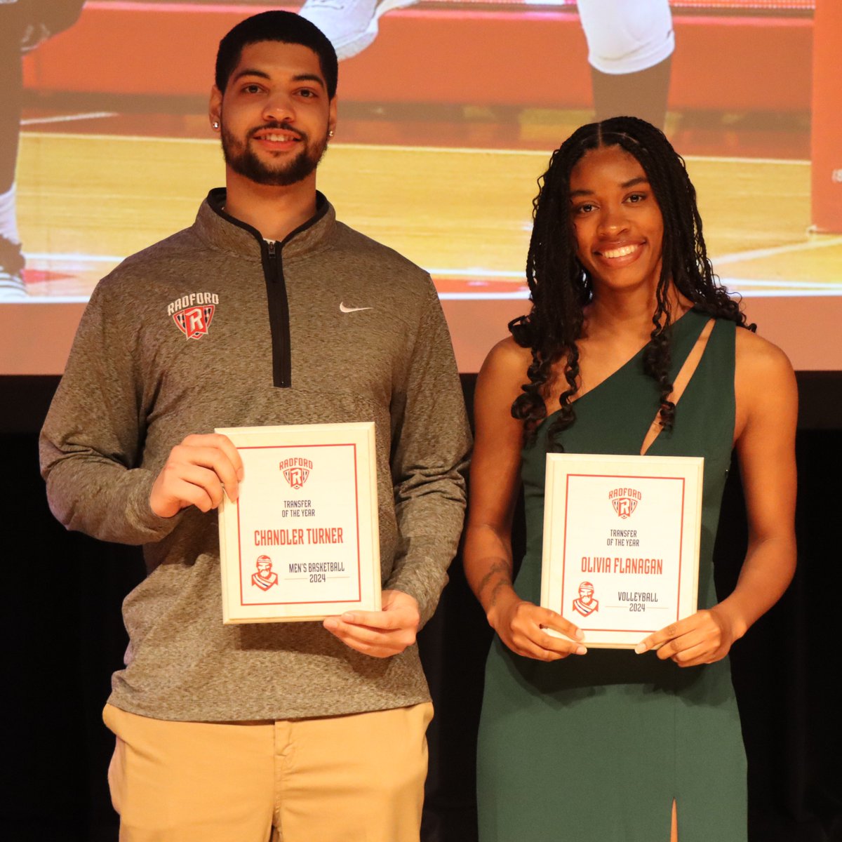 ru_athletics's tweet photo. Chandler Turner from @RadfordHoops and Olivia Flanagan from @RadfordVolleyball take home the Male and Female Transfers of the Year award!
 
#RiseAndDefend x #RUBYS https://t.co/1wGKadBCxn
