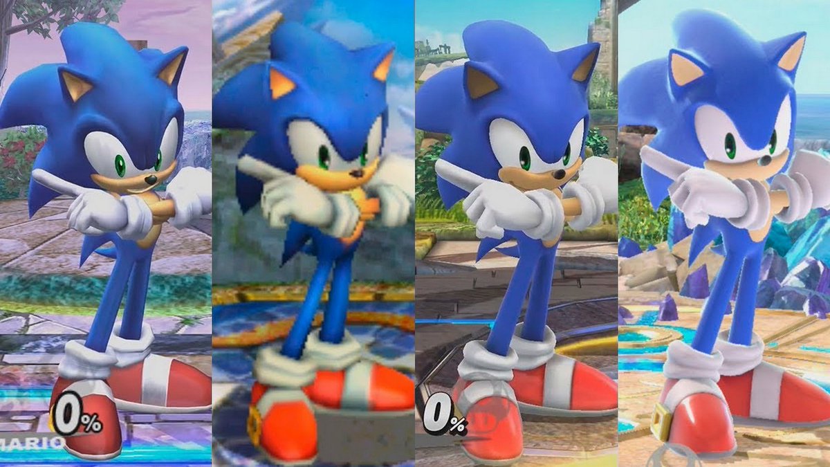 Comparison of Sonic's different models across the Super Smash Bros. series. #SonicTheHedgehog