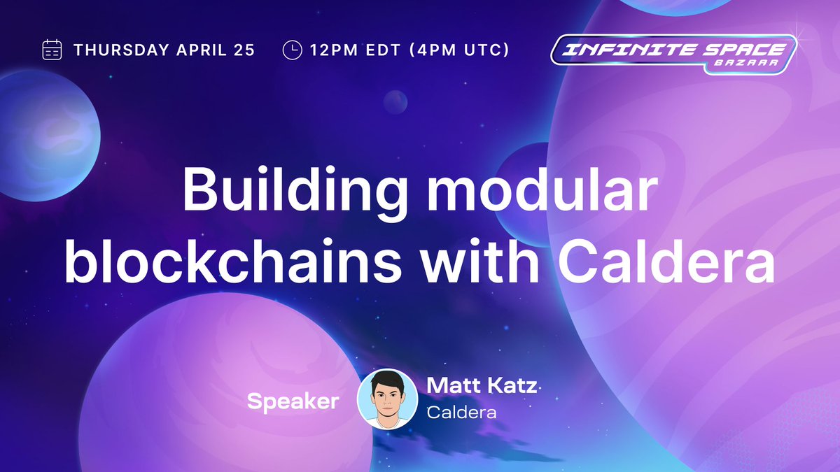 Want to launch your app easily on its own chain? Join @0xkatz to learn how to build modular blockchains with @Calderaxyz. Tune in today, 12pm EDT (4pm UTC) for the livestream. ⏰ youtu.be/u0oIywcZWYQ