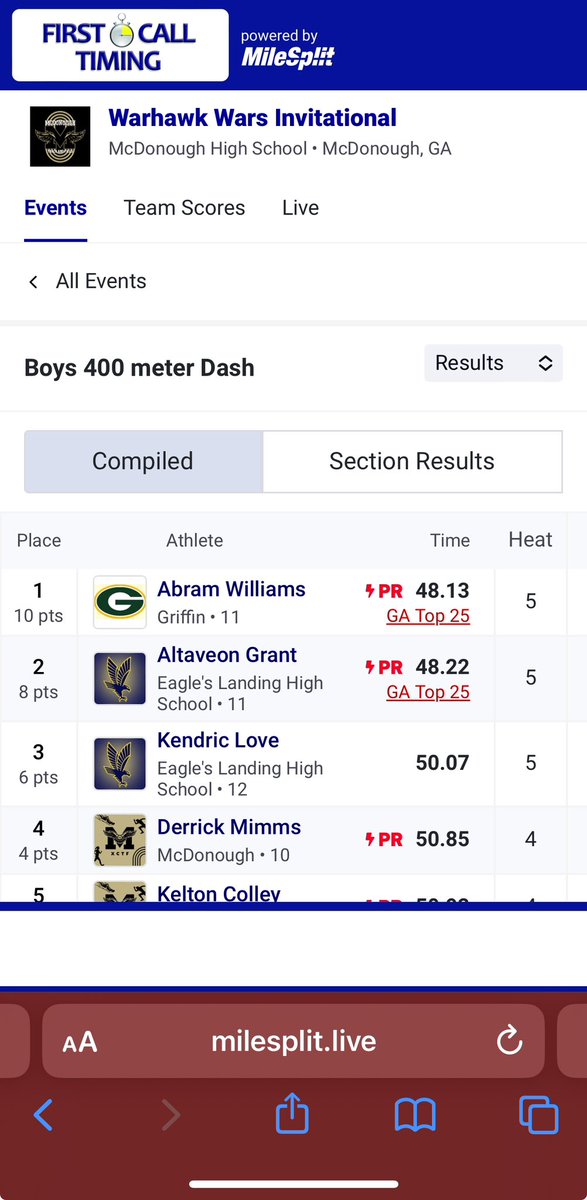 This past friday I ran in the Warhawk invitational and ran a pr of 48.22 in the 400.