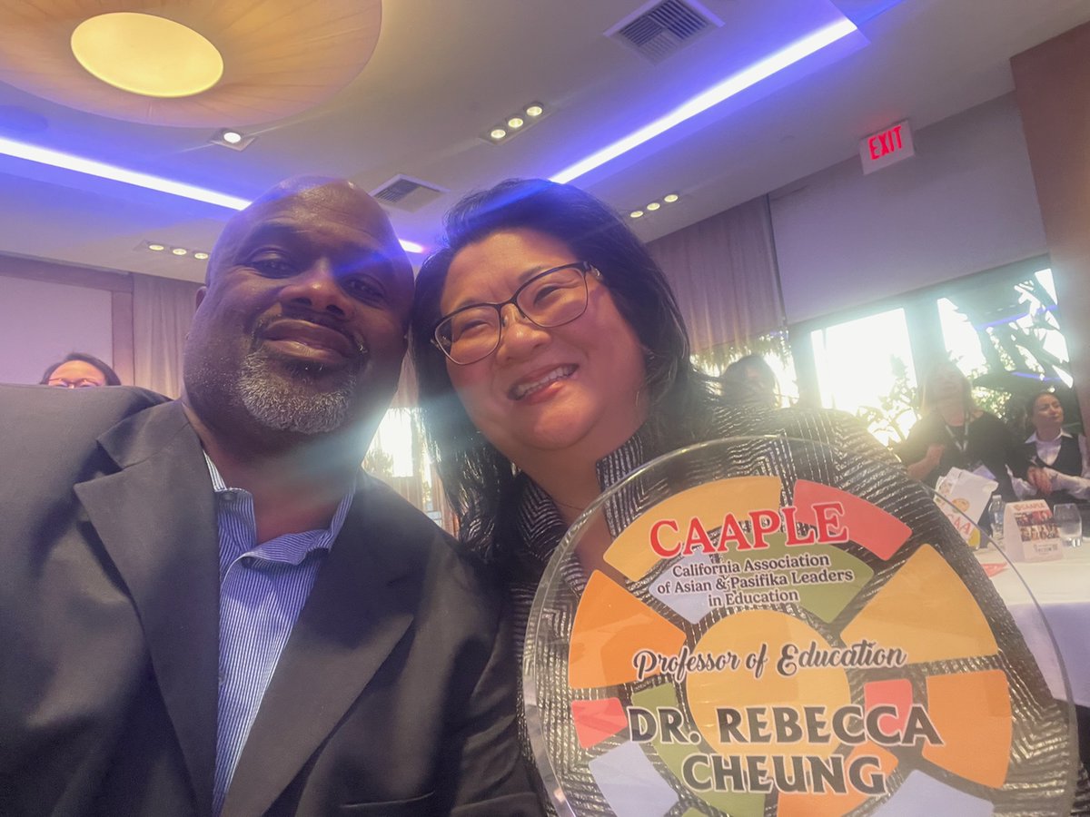 On Saturday, @CAAPLEorg honored Dr. Rebecca Cheung with their Professor of Education of the year award. Colleagues from @Berkeley_Educ, @bseleadership, @uclaseis, & @scoesonoma celebrated with us. Thank you CAAPLE & all who attended for the wonderful evening! #LeadingForEquity