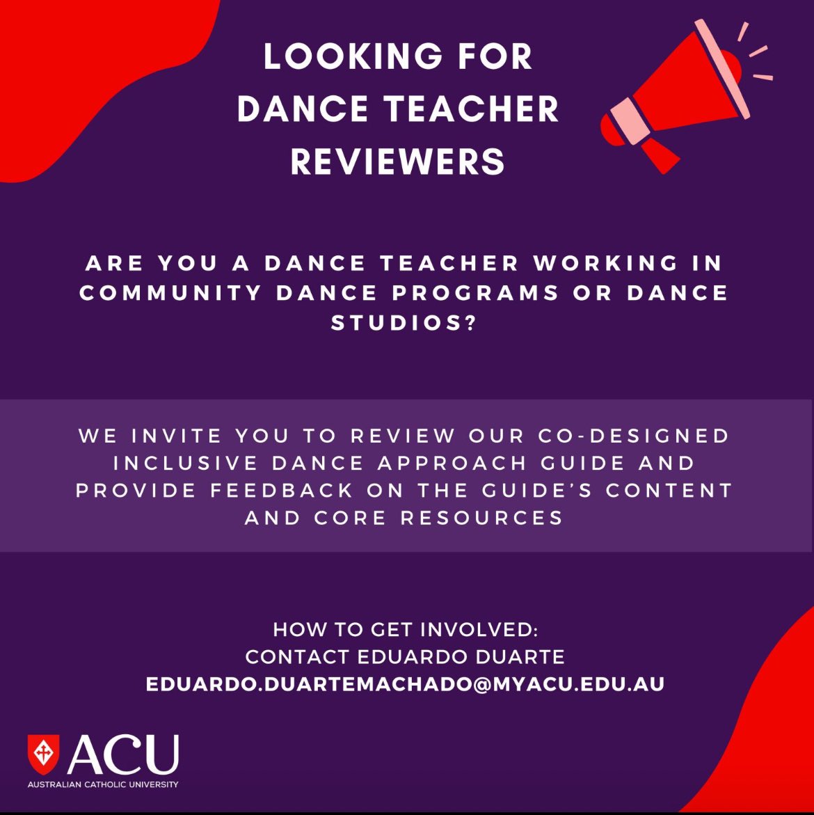 Calling all dance teachers 🤗 Eduardo has developed a wonderful resource for dance teachers and studios and is looking for teachers to provide feedback on the resource. 

#danceforhealth #cerebralpalsy #inclusion #danceinclusion #communitydance #danceteacher #dancestudio