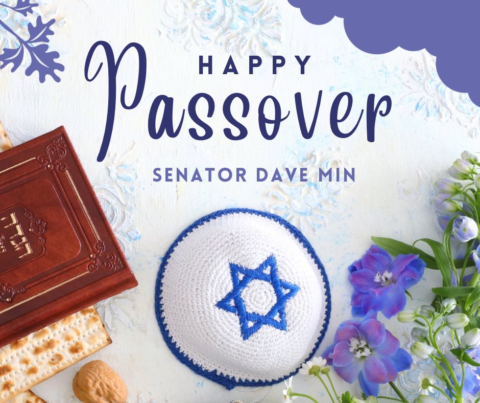 This evening, I wish our Jewish communities here in Orange County and across the world a happy Passover! I hope that your evening is filled with joy, peace, and family.