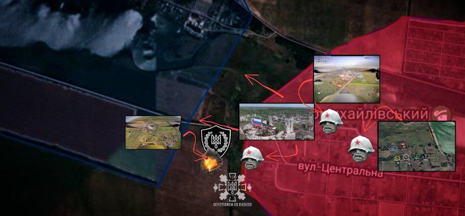 Novomykhailivka is falling under pidory control; on the outer streets, they've hoisted their rag Their malicious strike on our positions included FPV drone attacks. Not satisfied, they're now rotating their defeated units, preparing to send fresh troops to #Paraskoviivka.