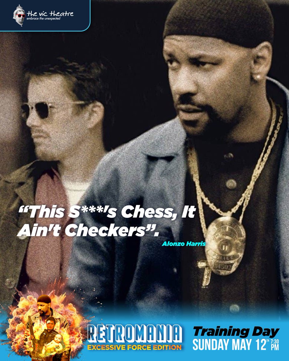 Experience the raw power of Training Day like never before at the Vic Theatre. Witness Ethan Hawke's immersive portrayal of Officer Jake Hoyt and Denzel Washington's Oscar-winning performance as Detective Alonzo Harris. This one-time screening is not to be missed!