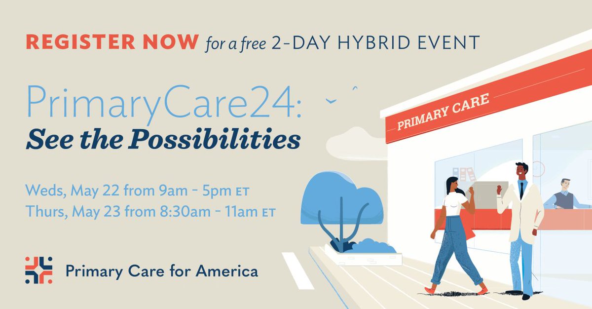 Thrilled to announce I'll be speaking at PrimaryCare24 in May! Join the conversation virtually via online broadcast, free to attend and open to all.

Register today:

primarycareforamerica.org/primarycare24/…

#PrimaryCareforAmerica #PrimaryCare #healthcare #physician #thoughtleaders #innovation