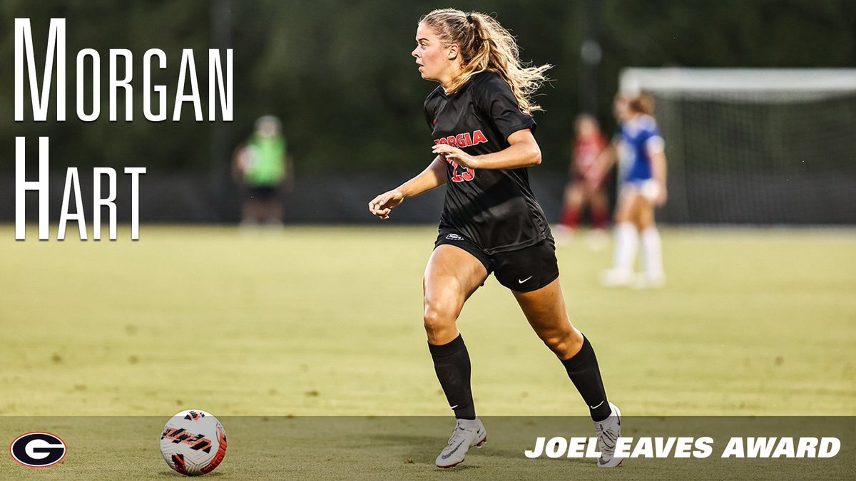 We will now recognize the winners of the Joel Eaves Award. This award is presented to the female senior that have the highest GPA entering the fall of 2022. This year's female recipient is Morgan Hart of the Soccer team. #DawgsChoiceAwards @ugasoccer