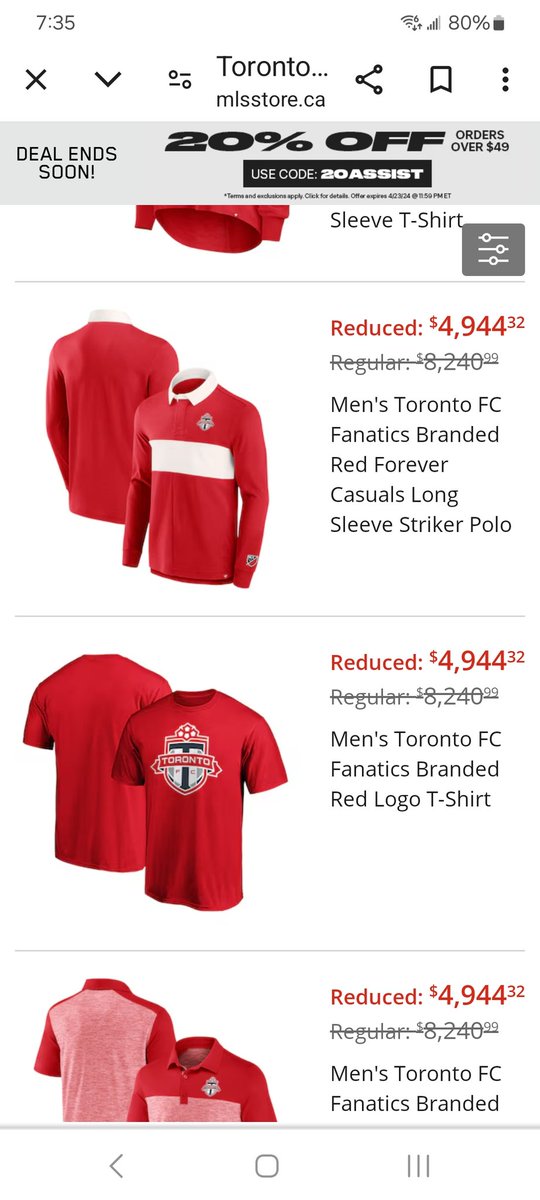 RJaxX's tweet photo. 40% off is a steal, right? From the MLS Store Canada. @MLS @TorontoFC https://t.co/gPHx2tv1Nw