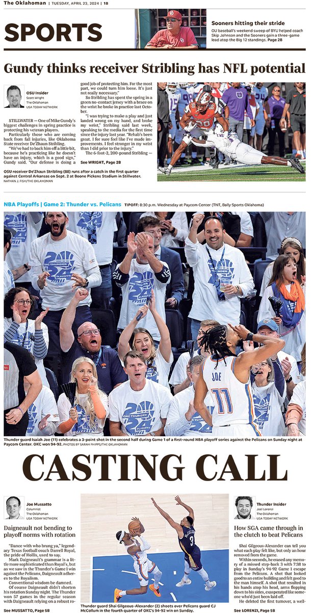 Tuesday's @OklahomanSports cover: @jxlorenzi: tinyurl.com/3zvmr3pe @jdavis34_: tinyurl.com/bd2aa94u @jacobunruh: tinyurl.com/ye27ru7t @joe_mussatto: tinyurl.com/58pnufyb @JTheSportsDude: tinyurl.com/36za3szk Subscribe: tinyurl.com/32wmmf46