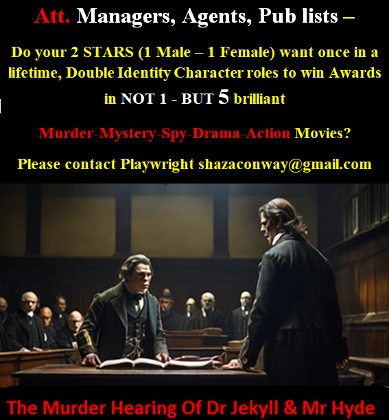 #actor #Actress #Actors #agent  #Agent3 @ActorsEquity @SAGawards @CBGActors
@Marketing4Actor Att. Managers, Agents, Pub lists –
Do your 2 STARS (1 Male – 1 Female) want once in a lifetime, Double Identity Character roles to win Awards in NOT 1 - BUT 5 brilliant Movies?