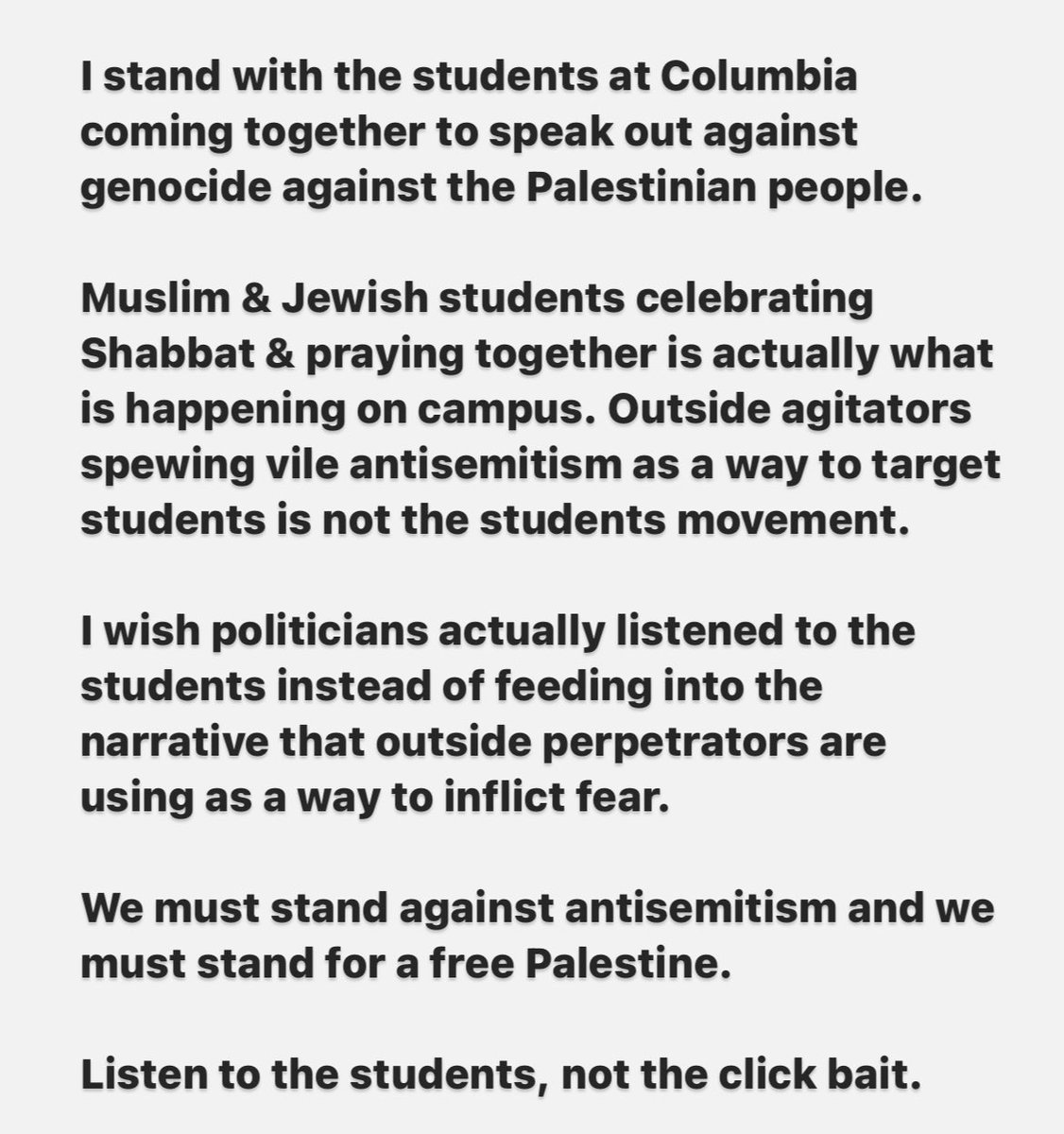 As a former CD7 Candidate for City Council, the home of Columbia University. I've been observing what is happening at Columbia University. Here are my thoughts. Solidarity