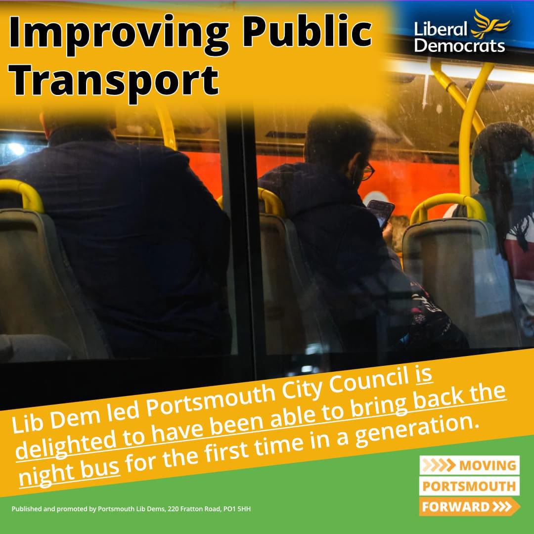 For the first time in a generation, there are night buses running again in Portsmouth, thanks to funding secured by Lib Dem run Portsmouth City Council.
