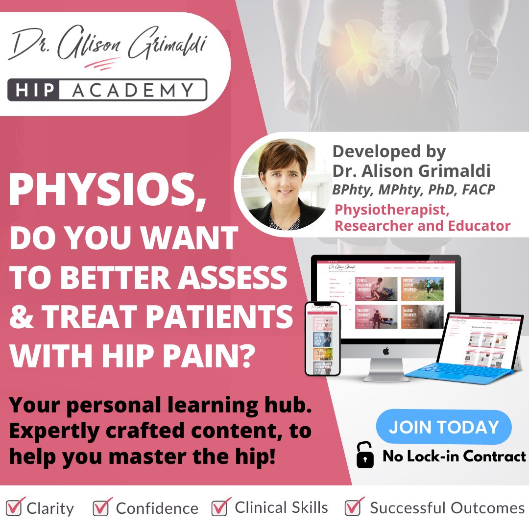 Discover Hip Academy: a comprehensive online learning platform for physios & other HCPs. Elevate your knowledge & skills around hip, groin & buttock pain conditions. Access hip courses, eBooks, how-to videos, + exclusive live member meetings. dralisongrimaldi.com/hip-academy/
