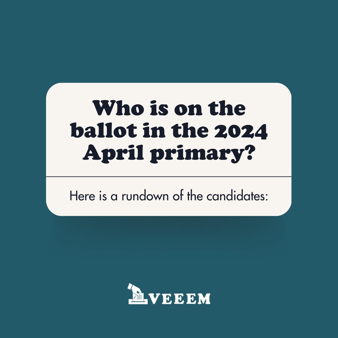 VEEEMPittsburgh's tweet photo. Are you ready to vote down the ballot tomorrow? Here is the list of candidates running in the 2024 primary election! Be sure to do your research and cast your vote!
#VoterEducation #primary2024 https://t.co/Xf4UW8F382