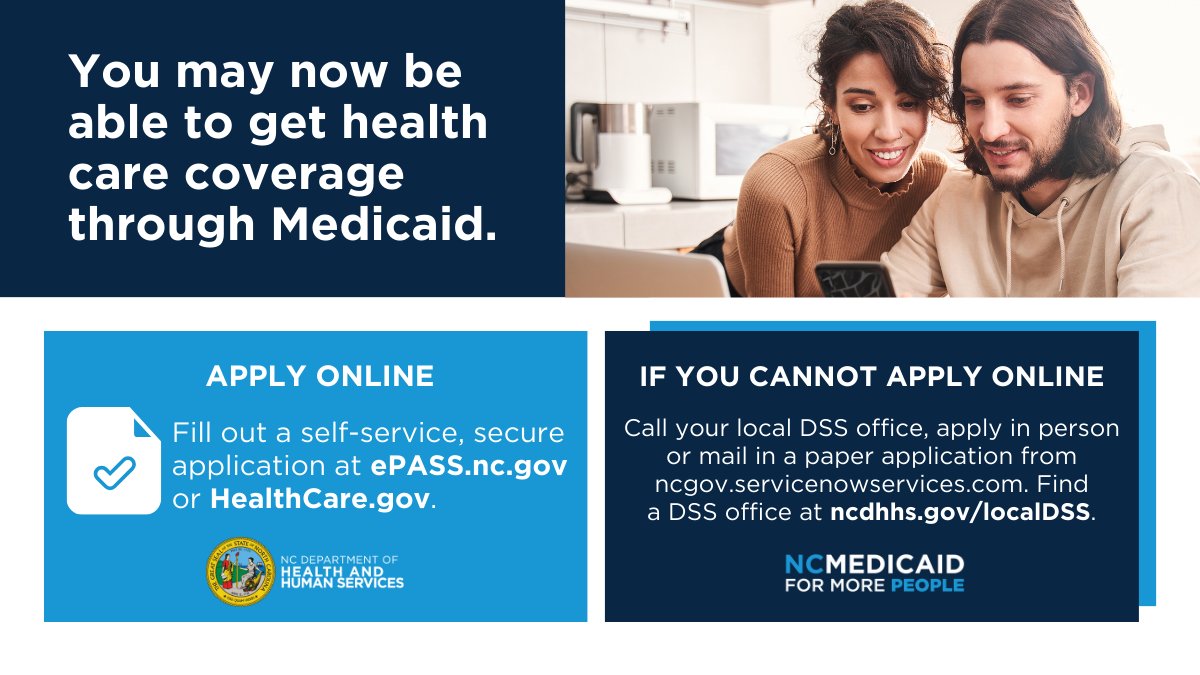 Even more people can now get health care coverage in North Carolina through Medicaid. Know someone who might need this info? Share this with your followers!