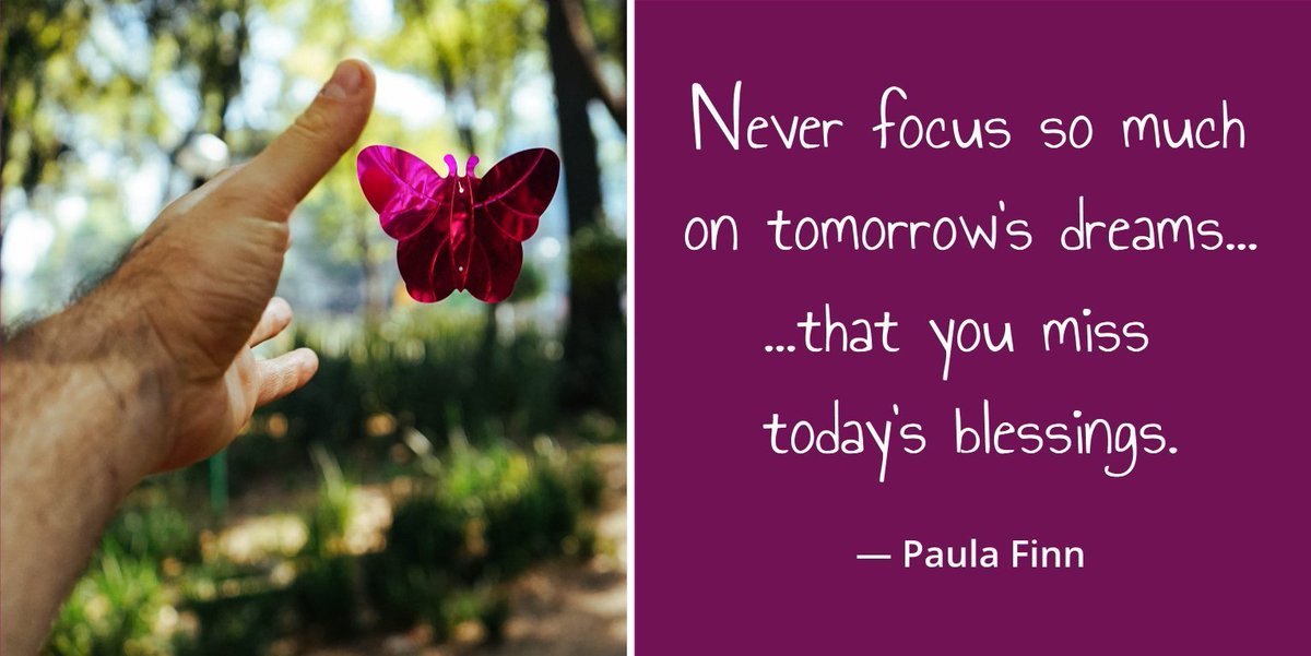 Never focus so much on tomorrow’s dreams …that you miss today’s blessings. ~ Paula Finn