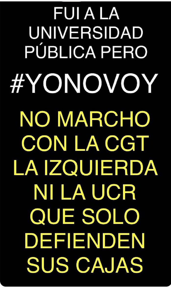 #YoNOmarcho #YoNoMarchoYoProduzco #YONOVOY BASTA DE CORRUPTOS Y LADRONES QUE LE QUITAN LA PLATA A LOS ESTUDIANTES 💪