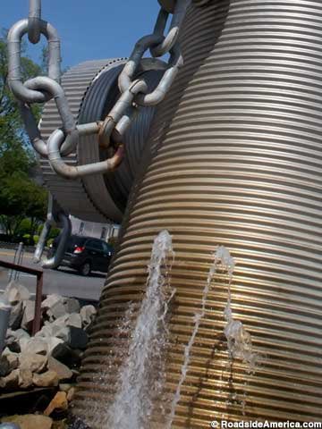 World's Largest Fire Hydrant. In the background, on the right, is the Tunnelvision mural. Columbia SC
Busted