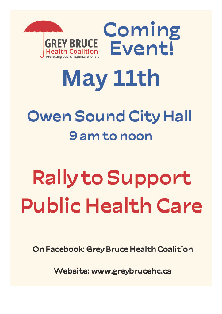 We are busy planning a rally in Owen Sound. Save the date and join us!