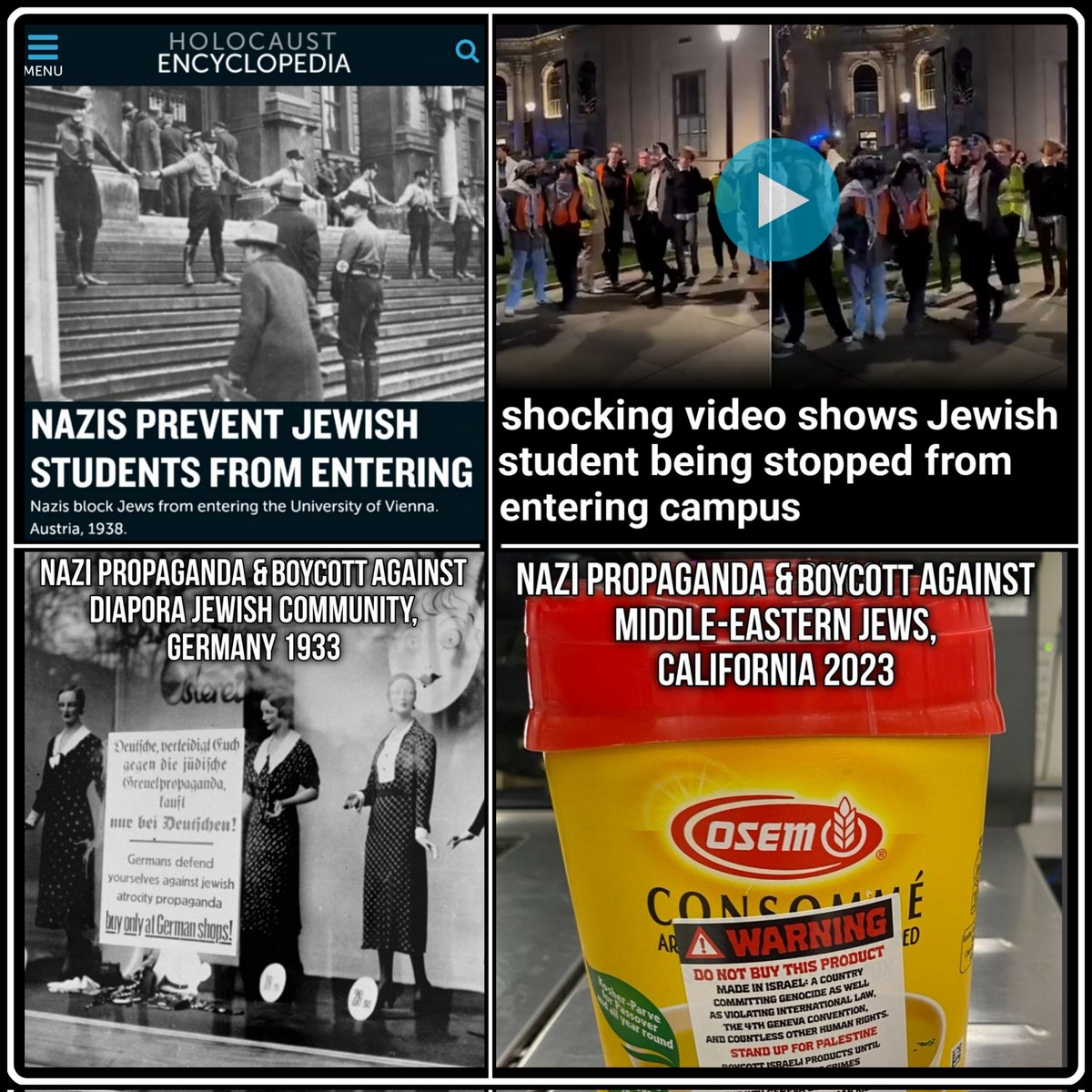 Past Nazis vs. Present Nazis: Same Nazis – just different rhetorical optics tailored to be compatible with the contemporary culture for justifying why hating Jews is actually the moral high ground. Never drink the Nazi Kool-aid!