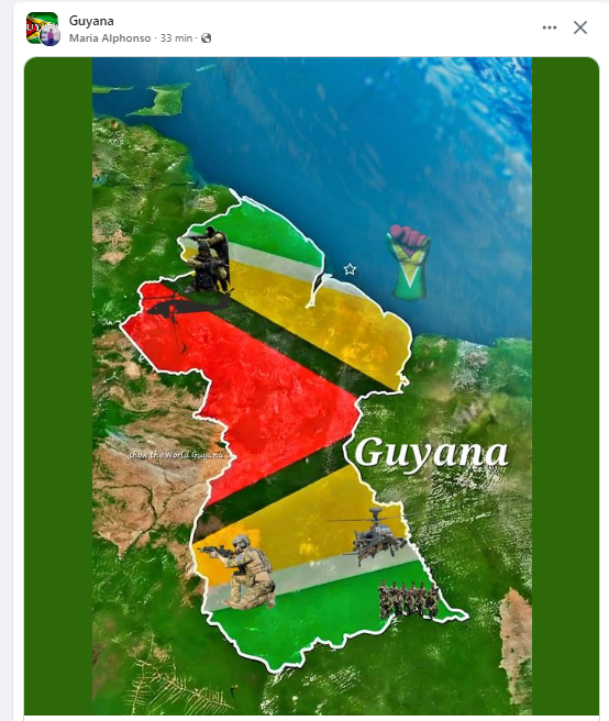 Mapa que inunda las redes sociales de Guyana #22Abr 

Los mismos que hablan de paz y armonía. Los mismos que nos acusan de belicistas..... #MiMapa