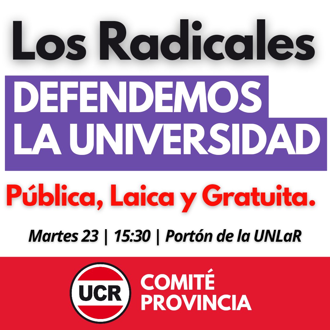 Al calor de la Reforma del 18', el Radicalismo institucionalizó el reformismo universitario a lo largo y ancho del país. 
Mañana, como lo hicimos durante las dictaduras y los 90' 

Volvemos a marchar en DEFENSA de la UNIVERSIDAD PÚBLICA