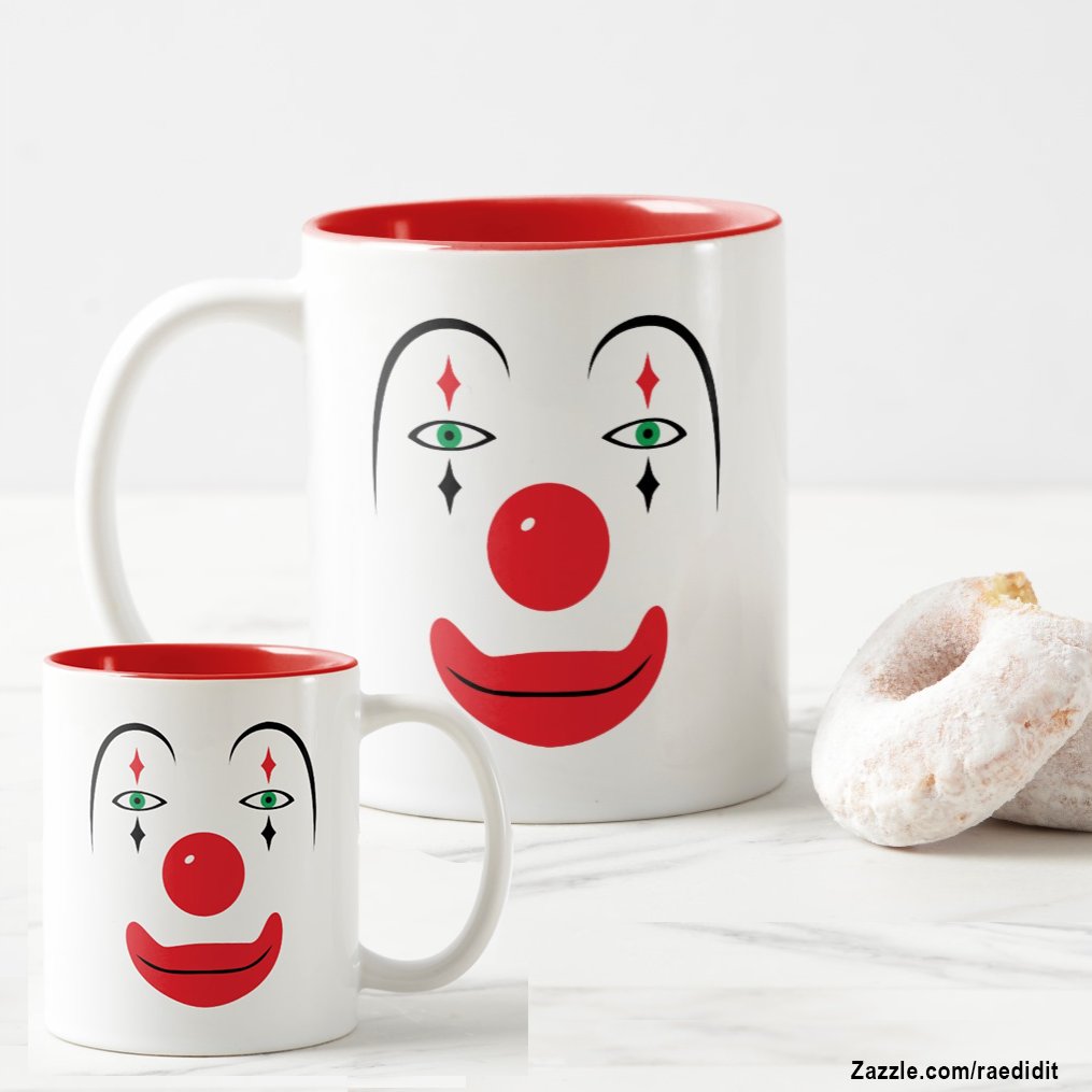 Start your day with a smile, even if you need to paint it on! zazzle.com/happy_clown_fa… #clownface #funnyface #bigrednose #facepaint #coffeecocoacup #teamug #personalizedgift #gift  #Zazzle