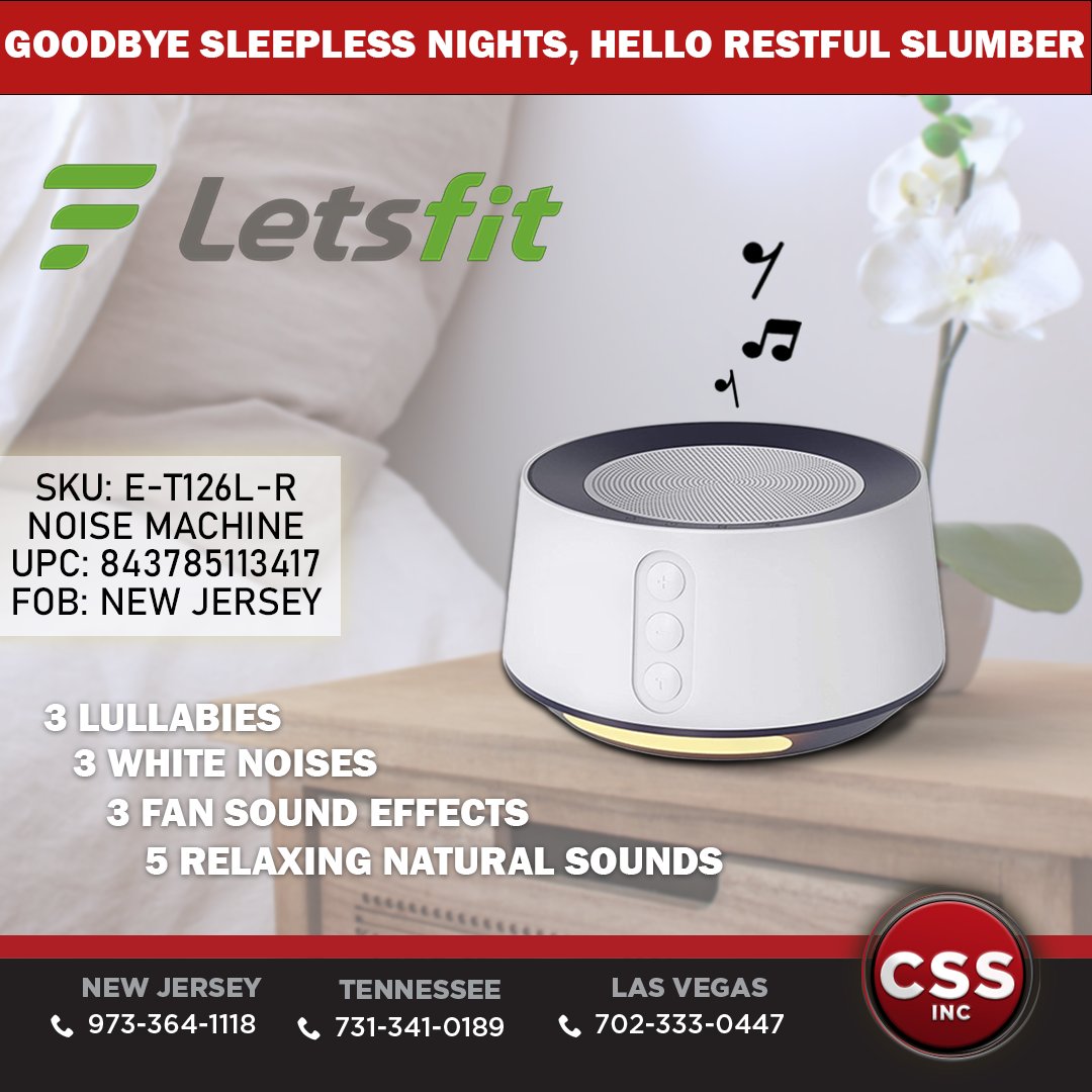 Drift into a world of serene slumber with the Letsfit Noise Machine. 🌙✨ Let the gentle melodies of 14 sleep-soothing soundtracks cocoon you and your little one in a dreamy embrace. 
MORE INFO >>> cssincusa.com/products/letsf…

#SereneSlumber #DreamyMelodies #SleepQuality