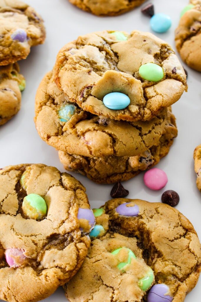 Celebrate spring with a sweet treat everyone will love! These soft and chewy spring M&M Cookies are colorful and delish – all in one bite. Get the recipe here: bit.ly/3V3NEdy #cookierecipe #easter