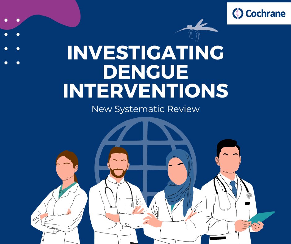 This new Cochrane Systematic review aims to determine whether releasing Wolbachia‐carrying Aedes mosquitoes into areas where dengue is regularly found could prevent dengue infection in the people who live there 🦟 Check out the review here ➡️ ow.ly/t9Oj50RhL6n