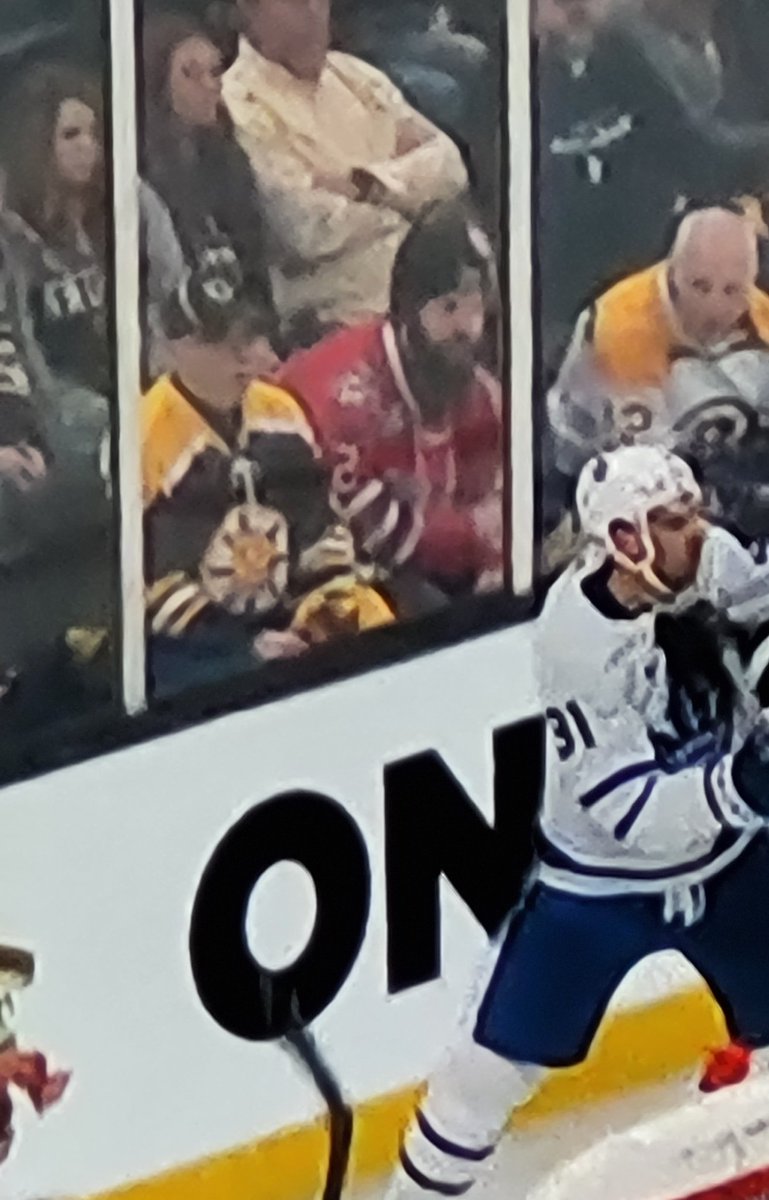 (Click on picture) Anyone know who the guy that is wearing the #OshawaGenerals Jersey is at the #BruinsVsLeafs #Game2   1st Row seat 5 or 6 right behind Home side (Bruins) net is? #GoGensGo #GensNation #BostonBruins #TorontoMapleLeafs