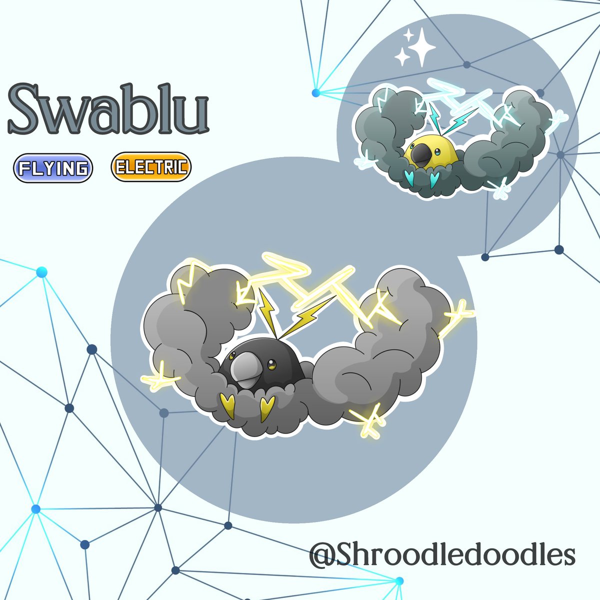 Shroodledoodles's tweet photo. New spring inspired regional variants for swablu and altaria!

#fakemon #pokemon #fakemonartist https://t.co/t0YSrB4lvd