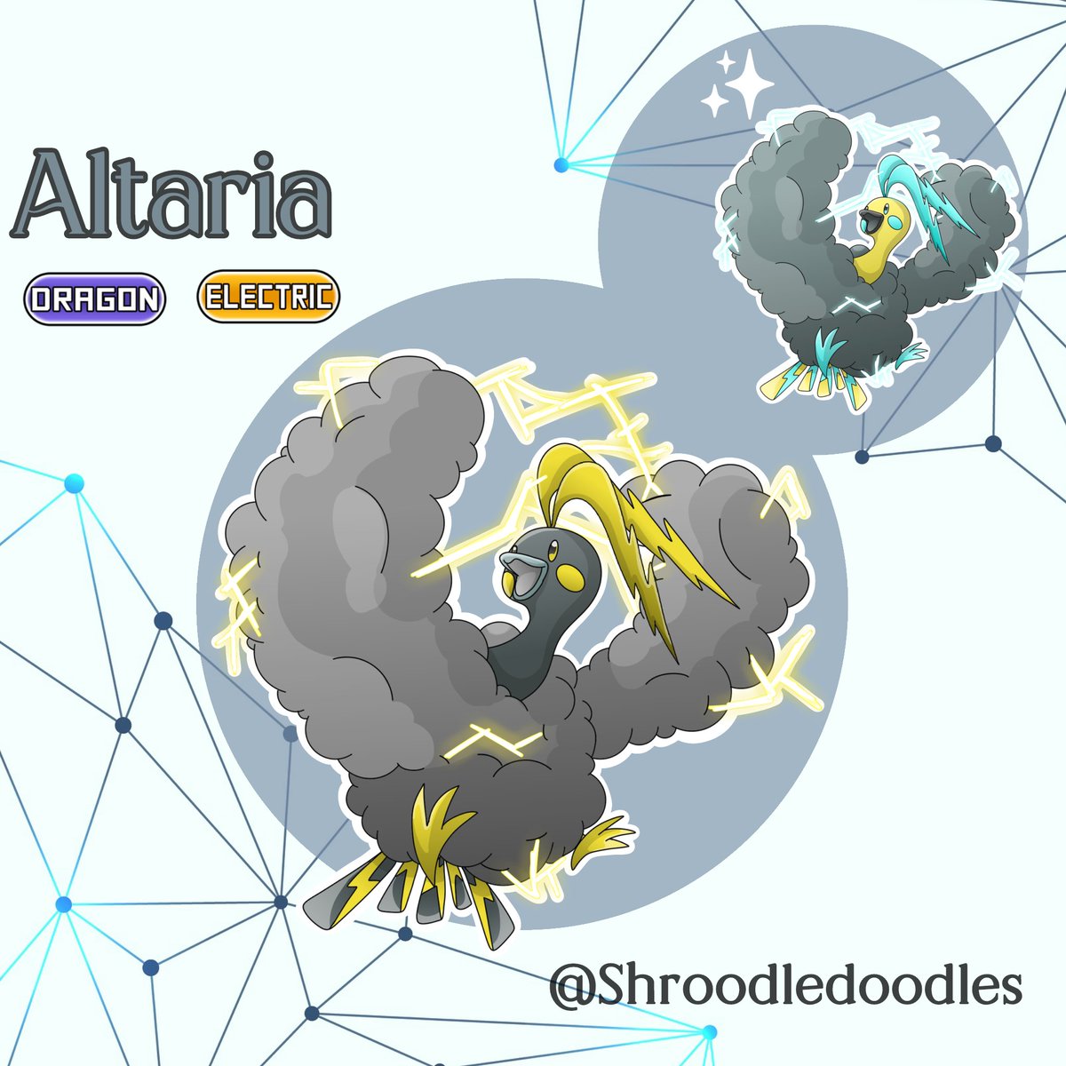 Shroodledoodles's tweet photo. New spring inspired regional variants for swablu and altaria!

#fakemon #pokemon #fakemonartist https://t.co/t0YSrB4lvd
