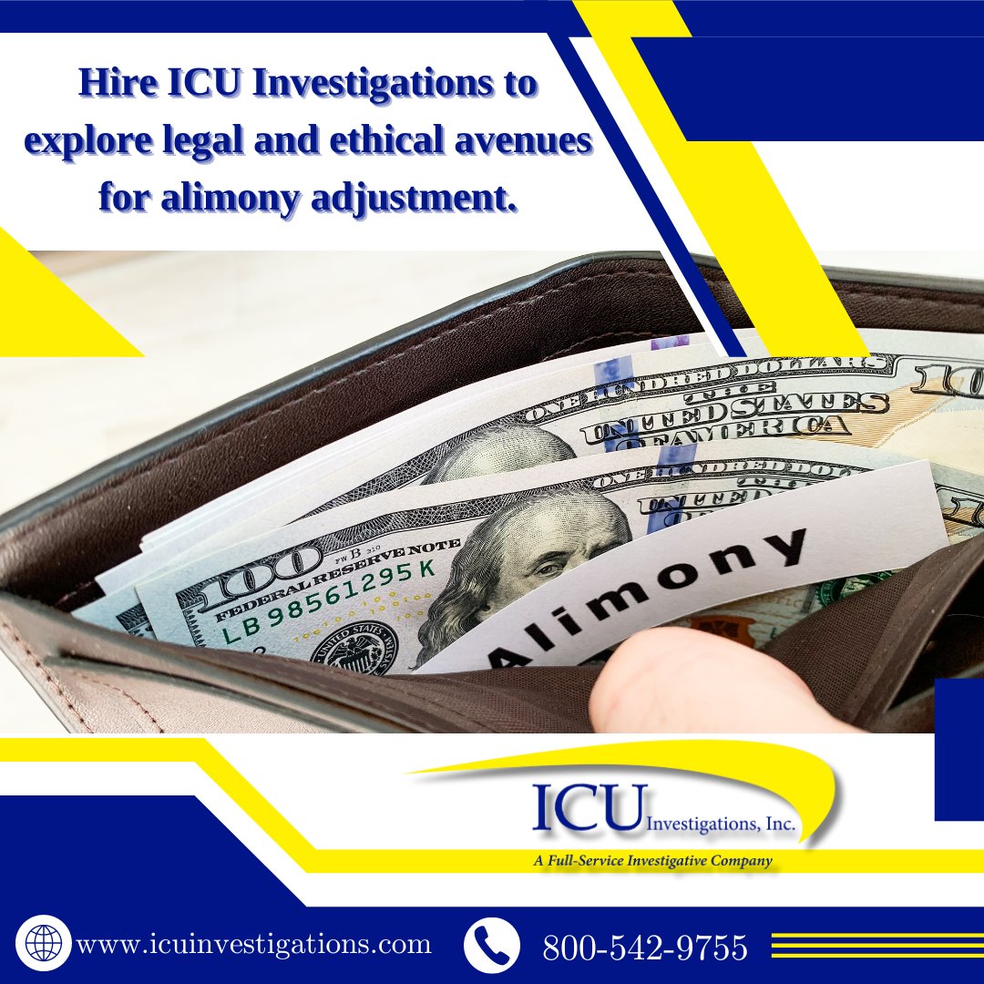 ICUinc_PI's tweet image. Seeking Alimony Reduction? ICU is Here to Help: With strategic analysis and meticulous evidence gathering, we support your quest for fair financial arrangements. 🕵️‍♂️⚖️
*
 #strategicanalysis #bestinterest #behere #reduction #analysis #evidence