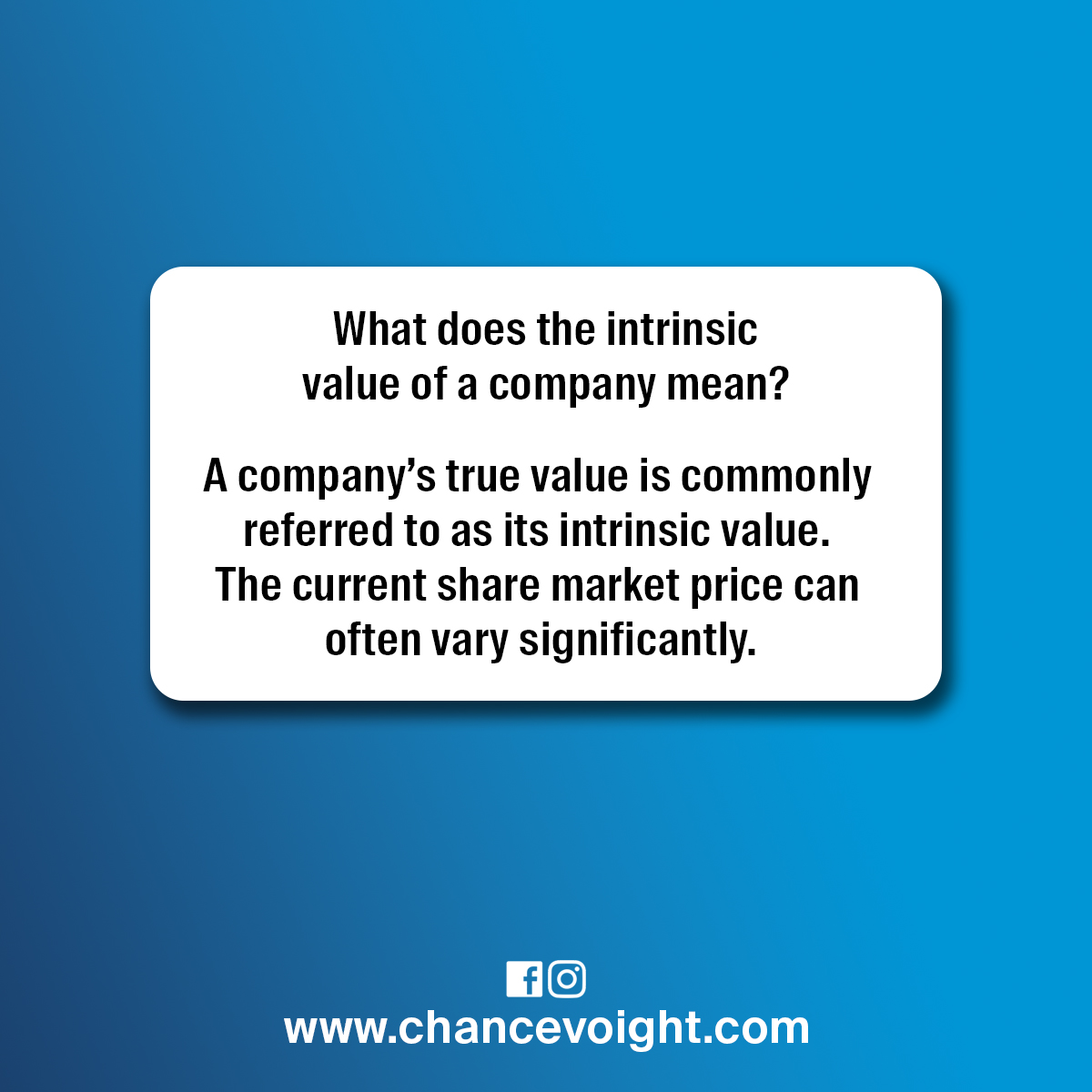 At Chance Voight, our investment decisions are based on identifying when a company’s share price falls below its intrinsic value. Intrinsic value is ascertained through thorough research and analysis.

#investing #investment #sharemarket #hedgefund #entrepreneur #buildingwealth