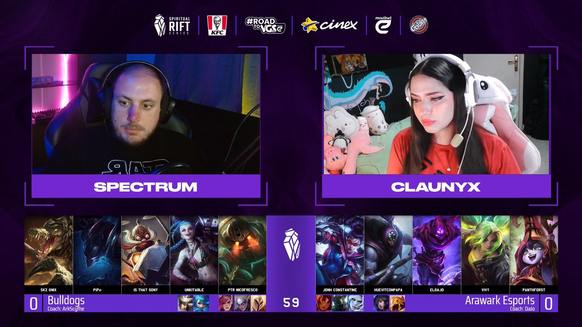 LGAPlay - Esports Venezuela 🇻🇪 (@lgaplay) on Twitter photo ¡ARRANCAN LOS PLAYOFFS! 🔥
¡Comienza la SERIE de BO3 entre <a href="/TeamCareperros/">BullDogs 🐶🇻🇪</a> y <a href="/Arawakesports/">Arawak Esports</a> para mantenerse en el UPPER BRACKET! 💪
🎙: <a href="/SpectruMTVz/">FS SpectruM</a> & <a href="/Claunyxx/">Claunyx</a>
#SpiritualRiftSeries #SRS24 #SRSPlayoffs ¡ARRANCAN LOS PLAYOFFS! 🔥
¡Comienza la SERIE de BO3 entre <a href="/TeamCareperros/">BullDogs 🐶🇻🇪</a> y <a href="/Arawakesports/">Arawak Esports</a> para mantenerse en el UPPER BRACKET! 💪
🎙: <a href="/SpectruMTVz/">FS SpectruM</a> & <a href="/Claunyxx/">Claunyx</a>
#SpiritualRiftSeries #SRS24 #SRSPlayoffs