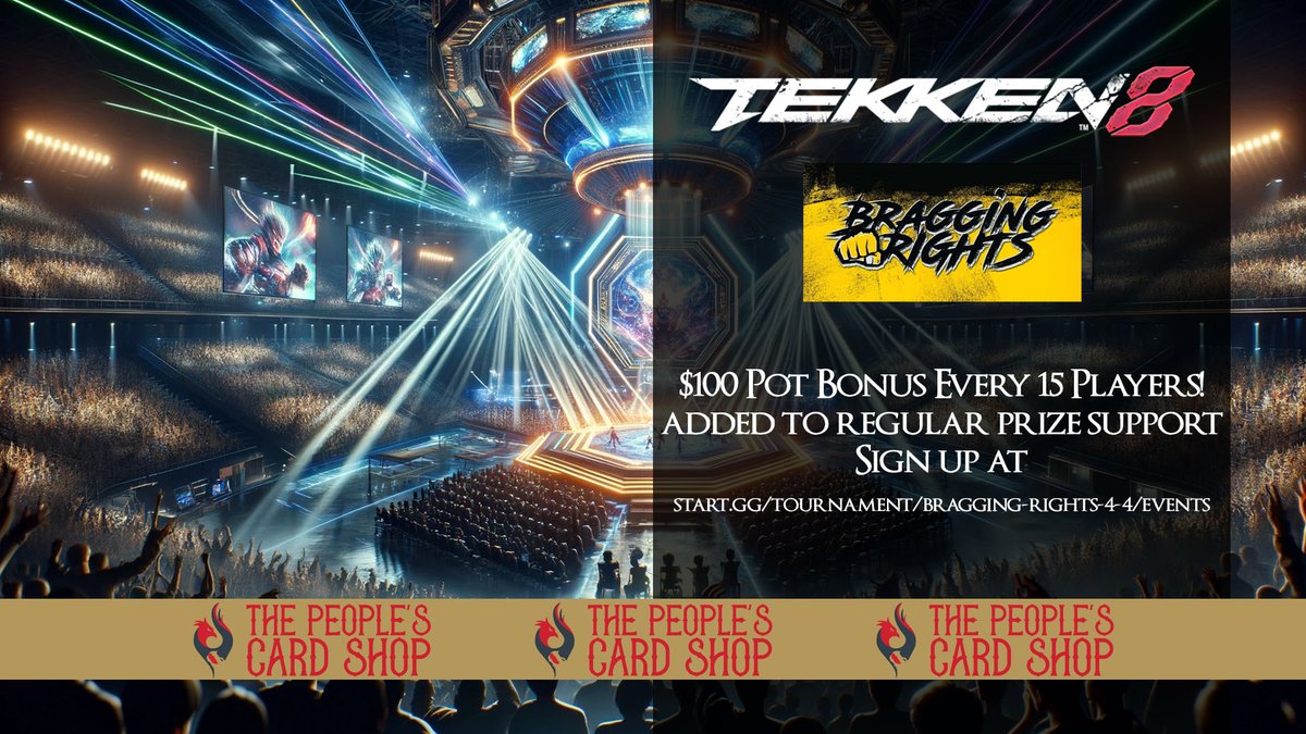 DiontaiDc's tweet image. Pot Bonus for Tekken 8 at this week's BR hosted at The People's Card Shop.
4/25/24
Sign ups 6:30pm
Start time 7:30pm
$7 venue 
$7 entry fee for tournament. 
5620 W. Charleston Blvd 
Las Vegas NV. Check the link for details start.gg/admin/tourname…