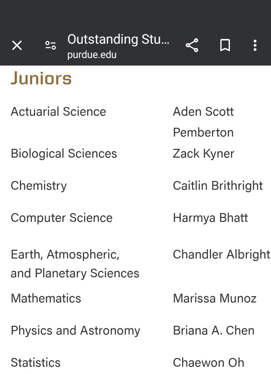 Congratulations to all of the undergrads recognized by their colleges as outstanding students at #Purdue University. I hear that the outstanding junior in chemistry is especially outstanding! #BoilerUp #HailPurdue
