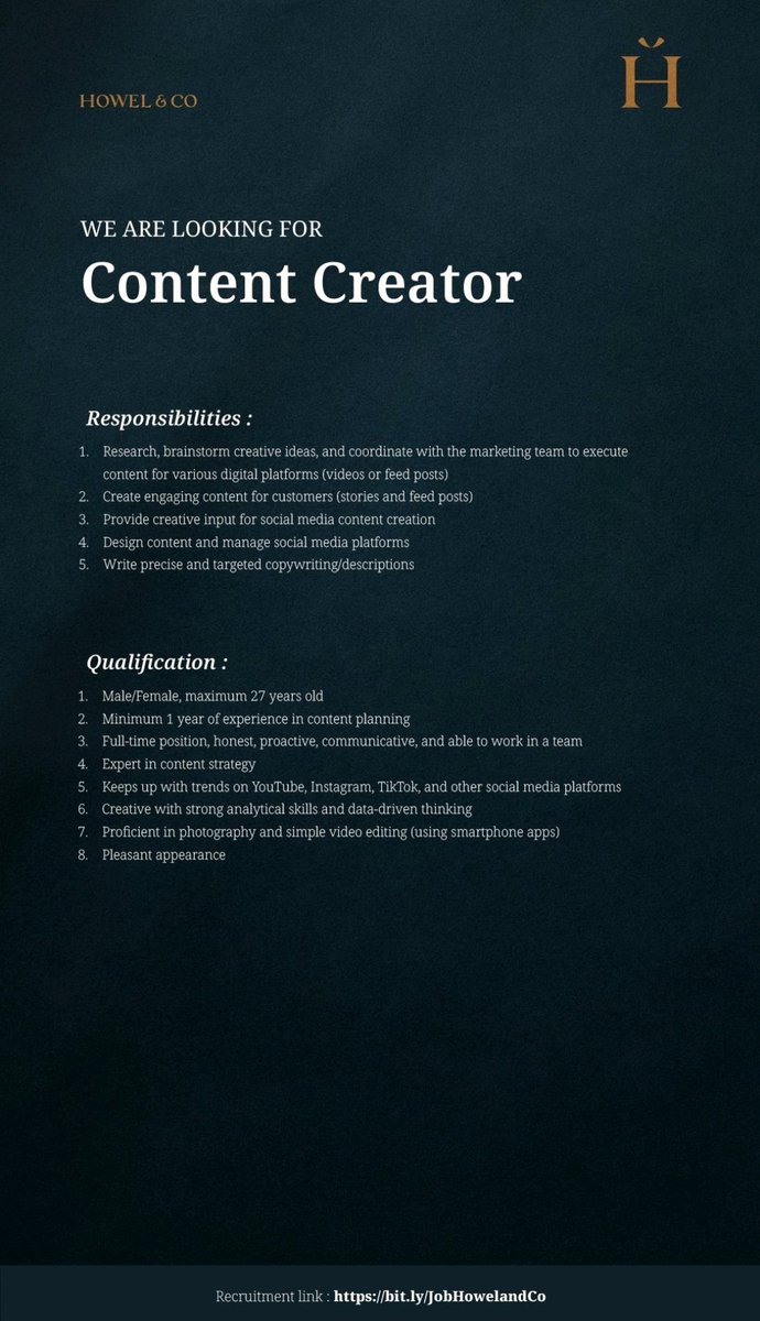 LOKER CONTENT CREATOR 

#loker #lokercot #lokerjakarta #lowongan #lokercontentcreator #contentcreator #socialmedia