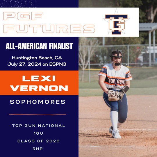 What an honor it is to have been selected as a @pgfnetwork regional finalist for the class of 2026! What a talented group of athletes! I want to thank God & my coaches @TGASciara @topgunfastpitch @jonathan_hon @chssbcougars for believing in me and pushing me!