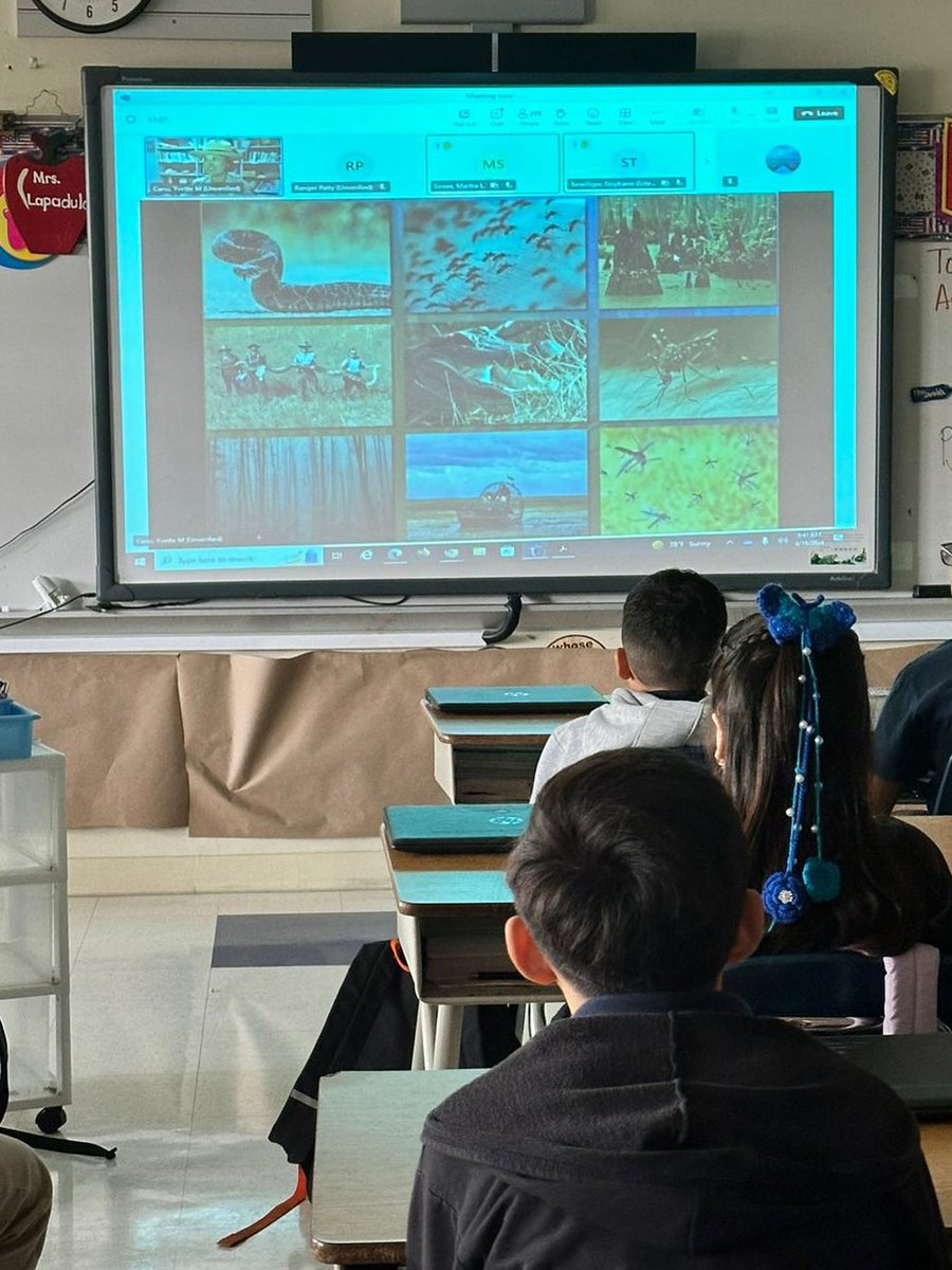 Ms. Lapadula's class celebrating Earth Day with a virtual trip to Flamingo with Ranger Ivette Cano. #MDCPSEarthDay2024 #WeEqualsOne
#MissionFirstPeopleAlways
#EducationisOurSuperpower
#YourBestChoiceDrCarlosJFinlayElementary #YourBestChoiceMDCPS