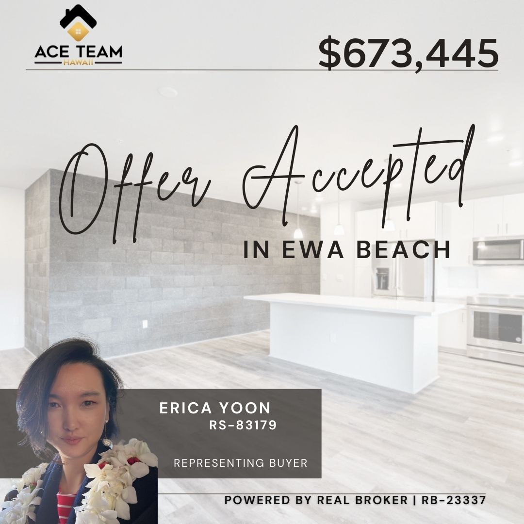 Happy Aloha Monday! 
And congratulations to my buyers for an accepted offer on this wonderful new build in Ho’opili! 
.
.
.
#Offer #Escrow #EwaBeach #Hawaii #AceTeamHawaii #realtor #realtorlife #Realbrokerage #ericayoonhawaii